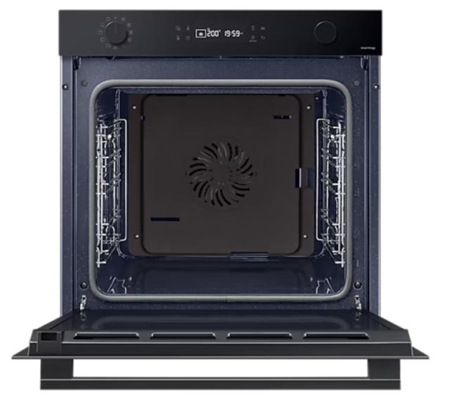 Фурна Samsung NV7B41205AK/U2, Single fan electric oven with Natural Steam and Bespoke design, 76 L, Display LED+ Dual Knob, Catalytic cleaning,  auto cook 20, wi fi, 1level half telescopic, Black Glass
