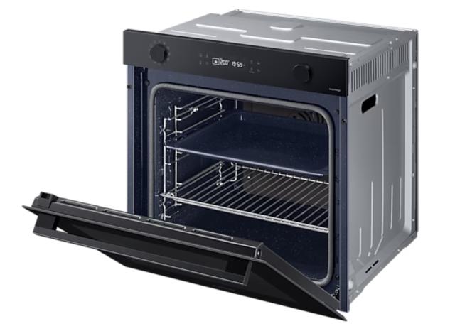 Фурна Samsung NV7B41205AK/U2, Single fan electric oven with Natural Steam and Bespoke design, 76 L, Display LED+ Dual Knob, Catalytic cleaning,  auto cook 20, wi fi, 1level half telescopic, Black Glass