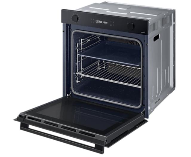 Фурна Samsung NV7B41205AK/U2, Single fan electric oven with Natural Steam and Bespoke design, 76 L, Display LED+ Dual Knob, Catalytic cleaning,  auto cook 20, wi fi, 1level half telescopic, Black Glass