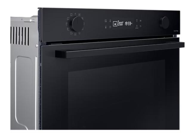 Фурна Samsung NV7B41205AK/U2, Single fan electric oven with Natural Steam and Bespoke design, 76 L, Display LED+ Dual Knob, Catalytic cleaning,  auto cook 20, wi fi, 1level half telescopic, Black Glass