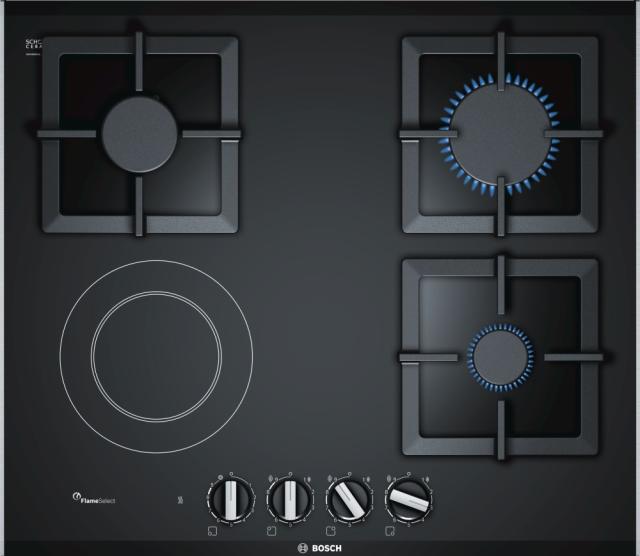 Готварски плот Bosch PSY6A6B20, Gas-electric hop built FlameSelect, 3+1 zones, 60cm