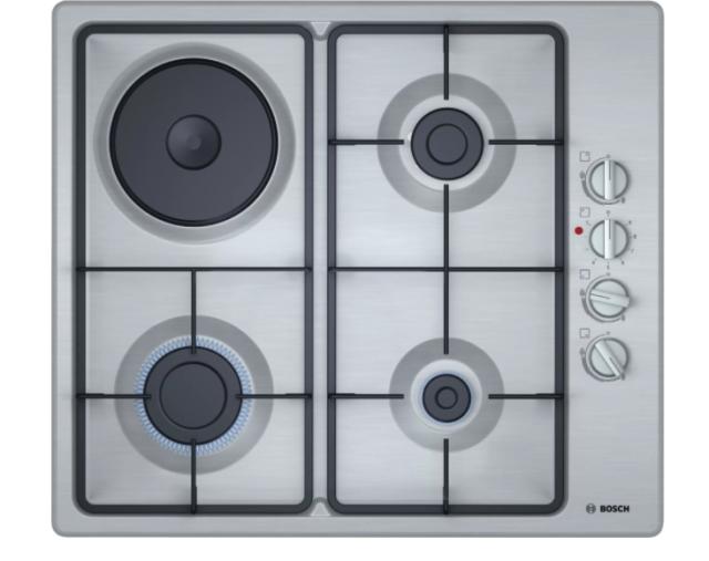 Готварски плот Bosch PBY6C5B62O, SER2, Gas-electric hop built, 60cm, 3+1 zones, Stainless steel