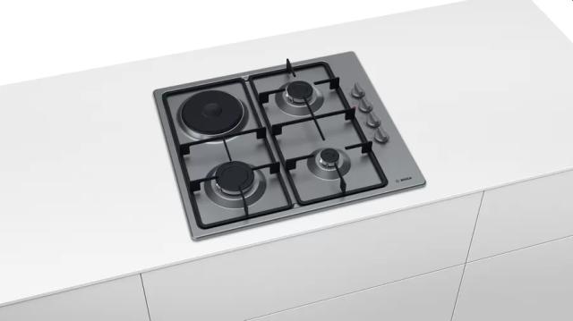 Готварски плот Bosch PBY6C5B62O, SER2, Gas-electric hop built, 60cm, 3+1 zones, Stainless steel
