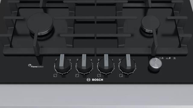 Готварски плот Bosch PPP6A6M90, SER6, Gas hob 60cm, Hard glass, 4 zones, Black