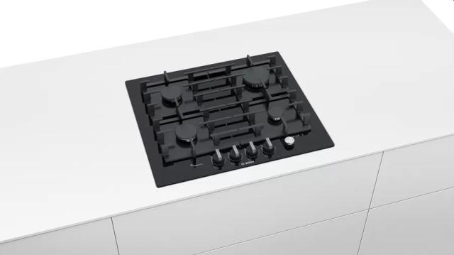 Готварски плот Bosch PPP6A6M90, SER6, Gas hob 60cm, Hard glass, 4 zones, Black