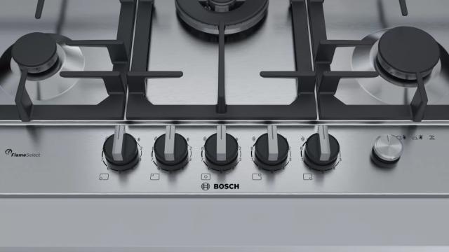 Готварски плот Bosch PCR7A5M90, Serie 6, Gas hob, 5 zones, FlameSelect, 75 cm, Stainless steel, 