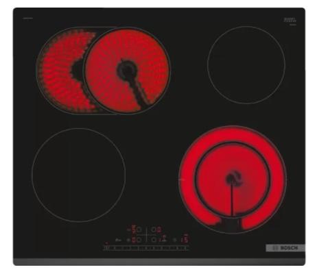 Готварски плот Bosch PKN631FP2E Electric cooktop, Glass-ceramic hob, 4 zones, 2 extension, 60 cm, Black