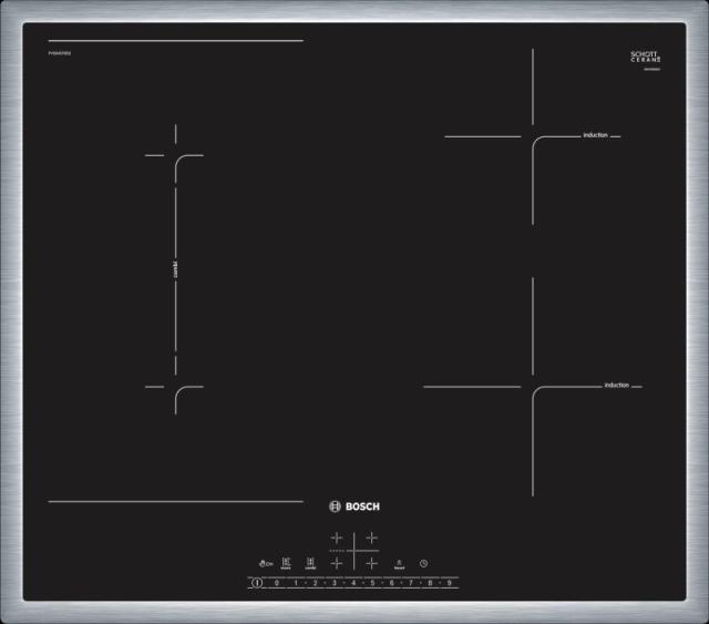 Готварски плот Bosch PVS645FB5E SER6; Premium; Induction electric cooktop, 60 cm, CombiZone inox frame