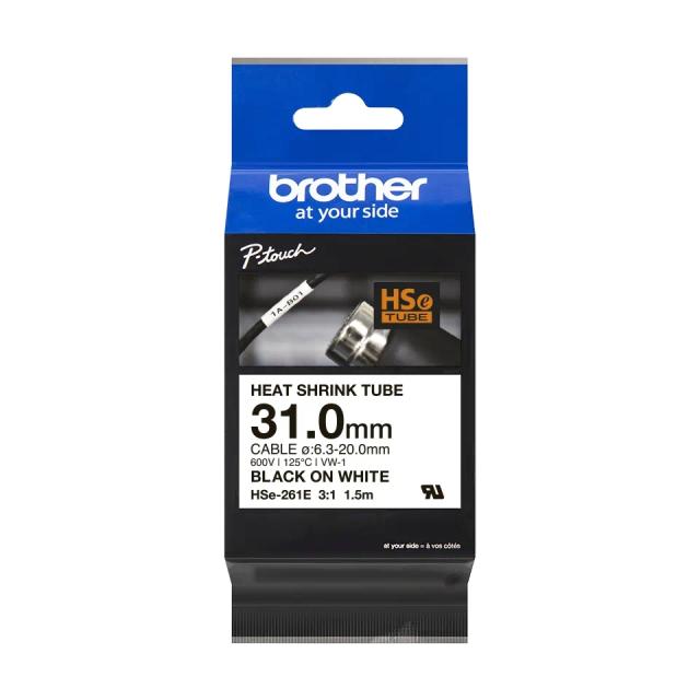 Консуматив Brother HSe-261E 31mm Black on White Heat Shrink Tape