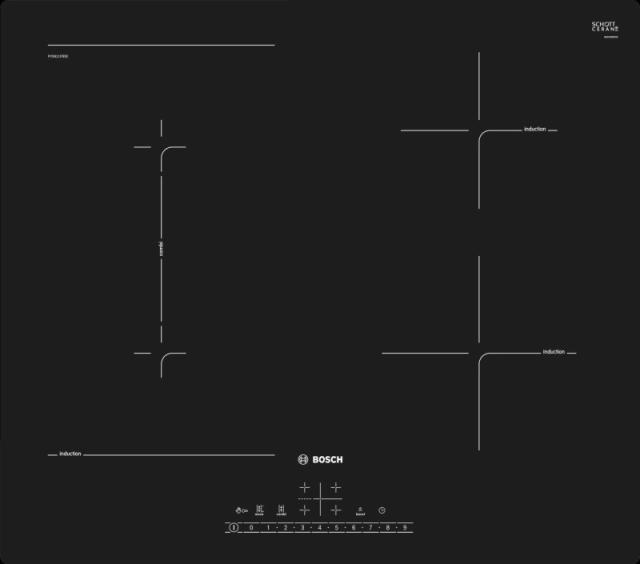 Готварски плот Bosch PVS611FB5E SER6; Premium; Induction electric cooktop, 60 cm, CombiZone