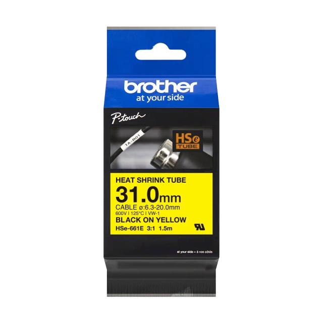 Консуматив Brother HSe-661E 31mm Black on Yellow Heat Shrink Tape