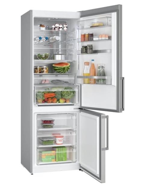 Хладилник Bosch KGN49AIBT, SER6, FS fridge-freezer NoFrost, B, 203/70/67cm, 440l(311+129), 35dB(B), IC, VitaFresh XXL, 0° drawer, Metal Backwall with Multi Airflow,  Flex Interior, Intelligent Inverter Technology, display, Inox EasyClean