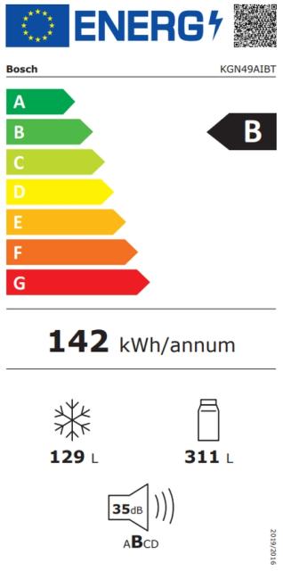 Хладилник Bosch KGN49AIBT, SER6, FS fridge-freezer NoFrost, B, 203/70/67cm, 440l(311+129), 35dB(B), IC, VitaFresh XXL, 0° drawer, Metal Backwall with Multi Airflow,  Flex Interior, Intelligent Inverter Technology, display, Inox EasyClean