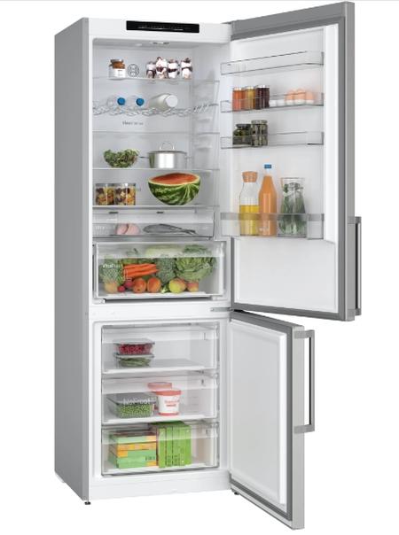 Хладилник Bosch KGN49VICT, SER4, FS fridge-freezer NoFrost, C, 203/70/67cm, 440l(311+129), 35dB(B), IC, VitaFresh XXL, 0° drawer, Glossy Backwall with Multi Airflow, Intelligent Inverter Technology, handles, Inox EasyClean