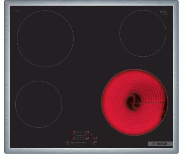 Готварски плот Bosch PKE645BB2E, SER4, Electric cooktop, 60 cm, Glass-ceramic hob, 4 zones,  Black, surface mount with frame