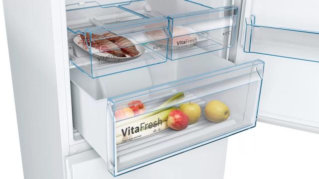 Хладилник Bosch KGN49XWEA, SER4, FS fridge-freezer NoFrost, E, 203/70/67cm, 438l(330+108), 40dB(C), IC, VitaFresh, White, display
