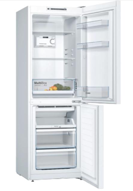 Хладилник Bosch KGN33NWEB, SER2, FS fridge-freezer NoFrost, E, 176/60/66cm, 282l(193+89), 42dB(D), MultiBox, white, HolidayMode
