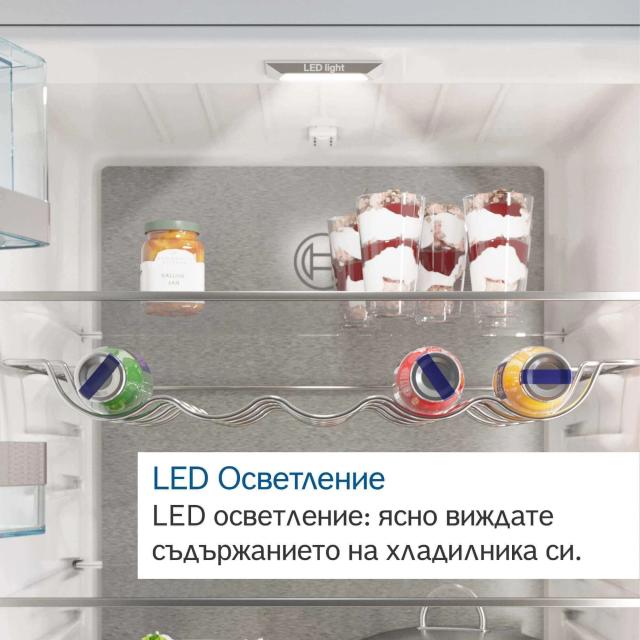 Хладилник Bosch KIN86ADD0, SER6, BI fridge-freezer NoFrost, D, 177,2cm, 260l(184+76), 35dB(B), IC, VitaFresh XXL, 0° drawer, EcoAirflow, bottle shelf, 2 cooling systems, display, LED freezer light, Soft Close, flush-folding