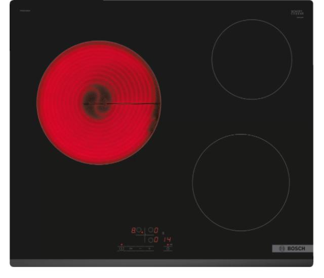 Готварски плот Bosch PKM631BB2E SER4, Electric cooktop, 60 cm, 3 zones (23cm), black, surface mount without frame