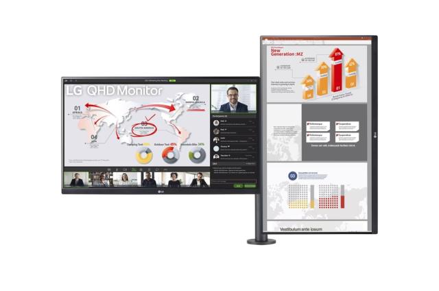 Монитор LG 27QP88DP-BS, 27" QHD Monitor Ergo Dual with Daisy Chain (2560x1440) IPS AG, sRGB 99%, HDR10, 75Hz, 5ms, 1000:1, Mega DFC, 350 cd/m2, AMD FreeSync, USB type-C, HDMI, Reader Mode, DisplayPort, Ergo Dual Stand with C-Clamp & Grommet, Tilt/Hei
