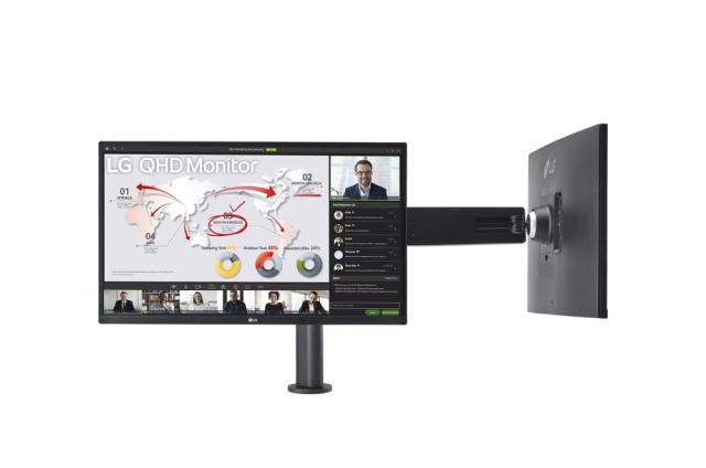 Монитор LG 27QP88DP-BS, 27" QHD Monitor Ergo Dual with Daisy Chain (2560x1440) IPS AG, sRGB 99%, HDR10, 75Hz, 5ms, 1000:1, Mega DFC, 350 cd/m2, AMD FreeSync, USB type-C, HDMI, Reader Mode, DisplayPort, Ergo Dual Stand with C-Clamp & Grommet, Tilt/Hei