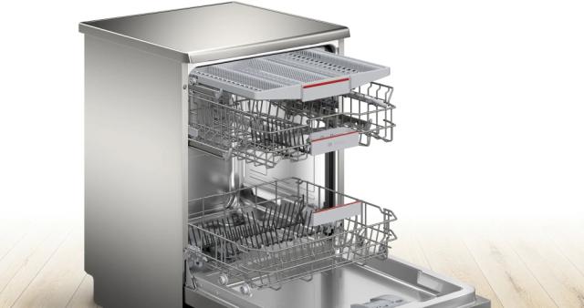 Съдомиялна Bosch SMS4EMI02E, SER4, Free-standing dishwasher, C, EcoDrying, 9,5l, 14ps, 6p/4o, 44dB(B), Silence 42dB, 3rd drawer, Rackmatic, inox, HC