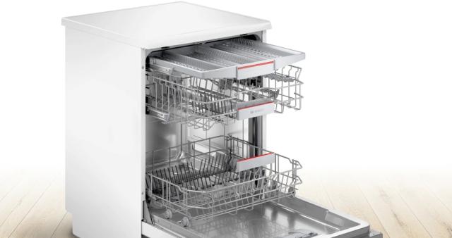 Съдомиялна Bosch SMS4EMW02E, SER4, Free-standing dishwasher, C, EcoDrying, 9,5l, 14ps, 6p/4o, 44dB(B), Silence 42dB, 3rd drawer, Rackmatic, white, HC