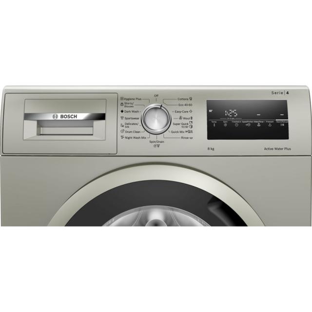Пералня Bosch WAN28250BY, SER4, Washing machine 8kg, C, 1400 rpm, 51/75dB(B), silver-inox black-grey door, Silver inox