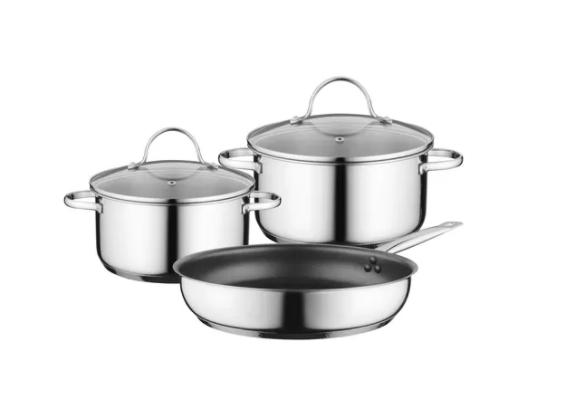 Аксесоар Bosch HEZ9SE030, Set of 2 pots + 1 pan: pot O 14 / 16 cm, pot O 18 / 20 cm, pan O 22 / 26 cm