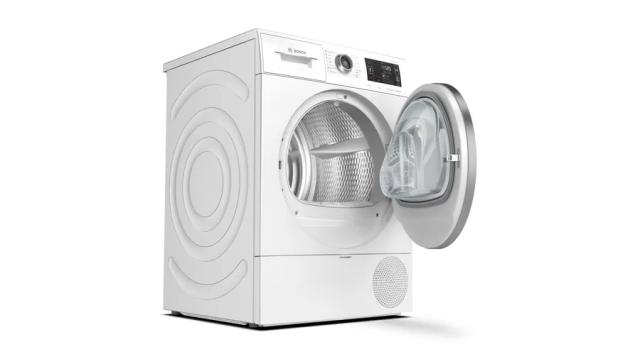 Сушилня Bosch WTW876LBY SER6, Tumble dryer with heat pump 8 kg , Energy efficiency A+++,  64 dB, SelfCleaning condenser,  AutoDry, AntiVibration design, Drum volume 112 l, white