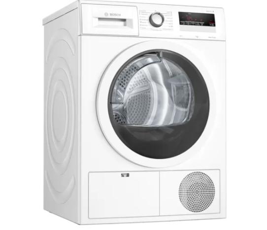 Сушилня Bosch WTH85202BY SER4, Tumble dryer with heat pump 7 kg , Energy efficiency A++,  65 dB, EasyClean AutoDry, Anti-vibration design, Sensitive Drying system, Fast drying 40 ', Drum volume 112 l, white