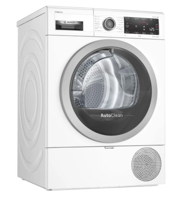 Сушилня Bosch WTX87KH1BY SER8 Tumble dryer with heat pump 9kg A++ / A cond., 62 dB, AutoClean, drain set, Iron Assist, interior light, HC, silver-black grey door