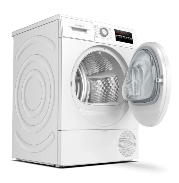 Сушилня Bosch WTR85T00BY SER6; Premium; Tumble dryer with heat pump 9kg A++  65 dB EasyClean, white-black grey door, drain kit acc. WTZ1110