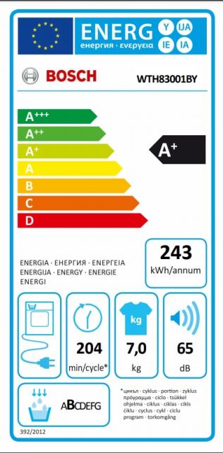 Сушилня Bosch WTH83001BY SER4; Comfort; Tumble dryer with heat pump 7kg A+ 65 dB EasyClean, drain kit acc. WTZ1110, galvalume drum, white plastic branded door