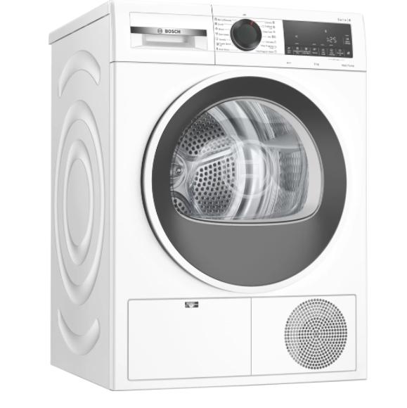 Сушилня Bosch WQG24100BY, SER6, Tumble dryer with heat pump 9 kg , Energy efficiency A++,  64 dB,  AutoDry, AntiVibration design, Drum volume 112 l, White