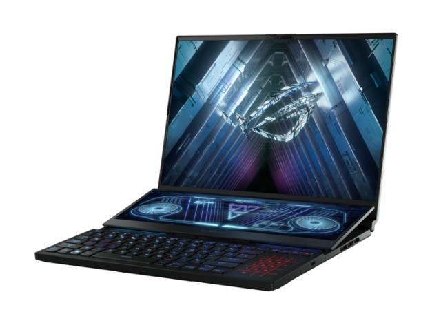 Лаптоп Asus ROG Zephyrus Duo 16 GX650PZ-NM014X,AMD Ryzen 9 7945HX  (16-core/32-thread, 64MB L3 cache, up to 5.4 GHz max boost), 16"WQXGA (2560 x 1600,16:10)165Hz, 32GB DDR5 4800Mhz(2*16), NVME 1TB M.2 SSD, RTX 4080 12GB GDDR6,WiFi 6e, RGB, Win 11 Pro