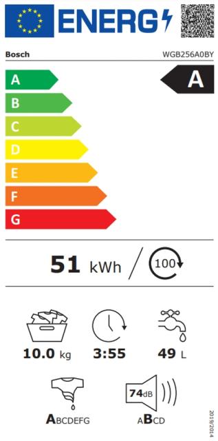 Пералня Bosch WGB256A0BY, SER8, Washing machine 10kg, A, 1600rpm, 49/70dB(A), i-DOS,  4D Wash, HC, Iron Assist, AntiStain Plus, LED Display, AquaStop, Interior light, waveDrum 70l, chrome-blackgrey door
