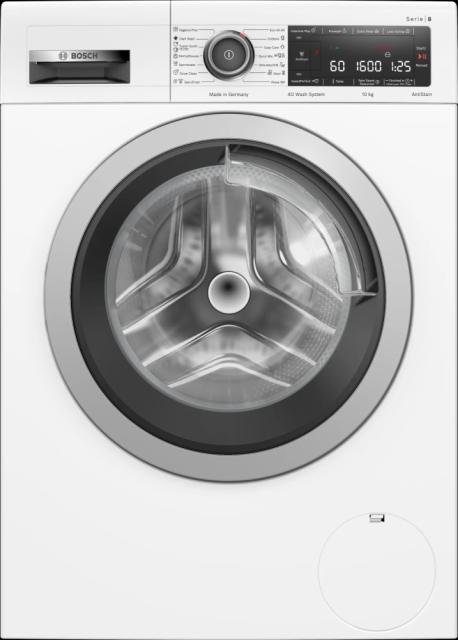 Пералня Bosch WAX32M01BY, SER8, Washing machine 10kg, B, 1600rpm, 47/72dB(A), 4D Wash, AntiStain 4, AquaStop, Interior light, waveDrum 70l, silver-blackgrey door