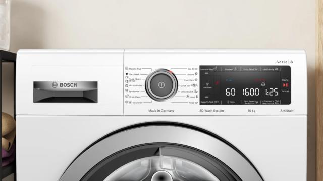 Пералня Bosch WAX32M01BY, SER8, Washing machine 10kg, B, 1600rpm, 47/72dB(A), 4D Wash, AntiStain 4, AquaStop, Interior light, waveDrum 70l, silver-blackgrey door