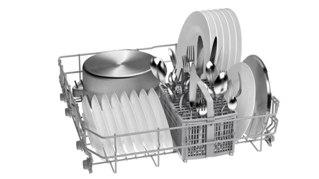 Съдомиялна Bosch SMS4HVW33E SER4 Free-standing dishwasher, D, Polinox, 9,5l, 13ps, 6p/4o, 46dB, Silence 44dB, 3rd drawer, Rackmatic, white, Eco 320 min, HC