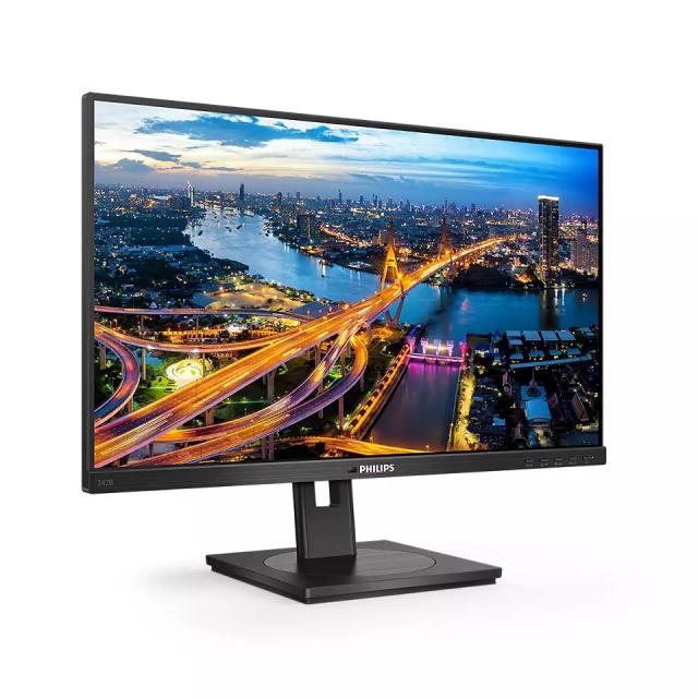 Монитор Philips 242B1V/00, 23.8" IPS WLED, 1920x1080@75Hz, 4ms GtG, 350cd m/2, 1000:1, 50M:1 DCR, Adaptive Sync, Low Blue Mode, 2Wx2, Tilt, Height, Pivot, Swivel, D-SUB, DVI, HDMI, DP, USB hub+Neomounts by NewStar Foldable Notebook Desk Stand