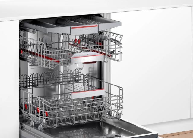 Съдомиялна Bosch SMD6ECX57E SER6 Dishwasher fully integrated, D, EcoDrying, 9,5l, 14ps, 8p/4o, 42dB, Silence 39dB, OpenAssist, display, 3rd drawer, TimeLight, HC