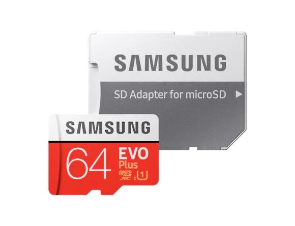 Памет Samsung 64GB micro SD Card EVO+ with Adapter, Class10, Read 100MB/s - Write 20MB/s