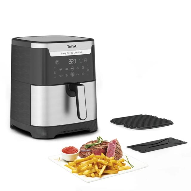 Уред за здравословно готвене Tefal EY801D15, Easy Fry XXL Flexcook, 2in1 silver, 6.5L (8 portions) / 1.5kg, dual zones, perfect searing, 8 automatic programs
