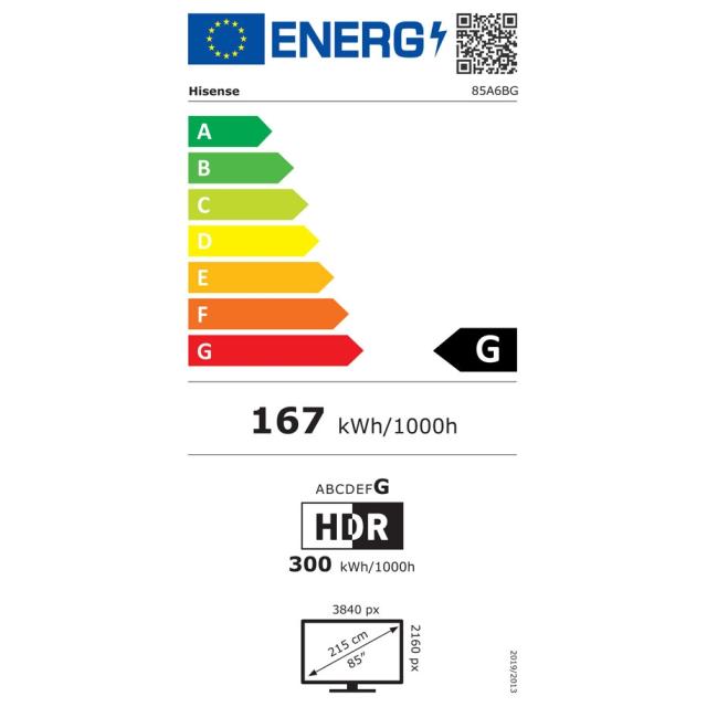 Телевизор Hisense 85" A6BG, 4K Ultra HD 3840x2160, DLED, HDR 10+, HLG, Dolby Vision, Dolby Audio, DTS, Smart TV, WiFi, BT, AnyView Cast, Gaming Mode, 1xHDMI2 eArc, 2xHDMI, 2xUSB, LAN, CI+, DVB-T2/C/S2, Black