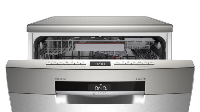 Съдомиялна Bosch SMS6EDI06E SER6 Free-standing dishwasher, D, EcoDrying, 9,5l, 13ps, 6p/4o, 42dB, Silence 39dB, Extra Space 3rd basket, Extra Clean Zone, inox, HC