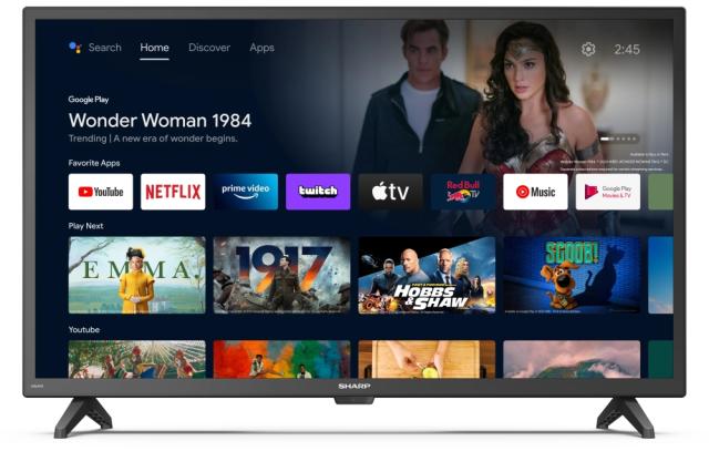 Телевизор Sharp 32FI2EA, 32" LED Android TV, HD 1366x768, 1 000 000:1, DVB-T/T2/C/S/S2, Active Motion 400, 1 000 000:1, Speaker 2x8W, Dolby Digital, DTS HD, Google Assistant, Chromecast Built-in, 3xHDMI, 3.5mm Headphone jack / line-out, CI+, USB, Wi-