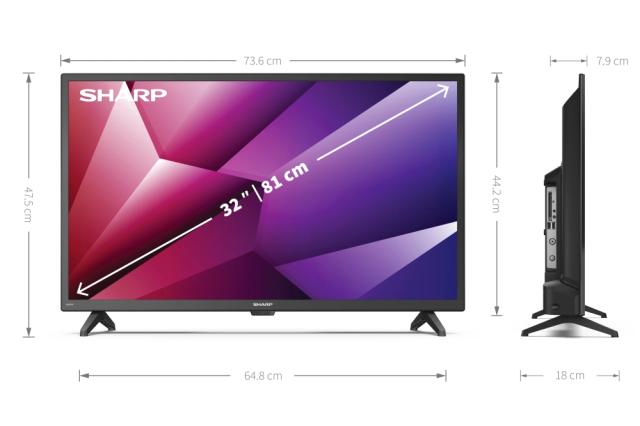 Телевизор Sharp 32FI2EA, 32" LED Android TV, HD 1366x768, 1 000 000:1, DVB-T/T2/C/S/S2, Active Motion 400, 1 000 000:1, Speaker 2x8W, Dolby Digital, DTS HD, Google Assistant, Chromecast Built-in, 3xHDMI, 3.5mm Headphone jack / line-out, CI+, USB, Wi-