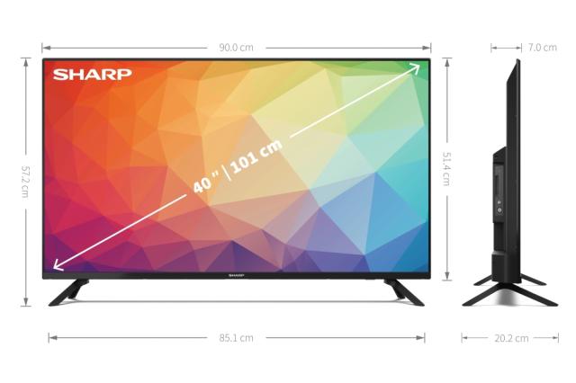 Телевизор Sharp 40FG2EA, 40" LED Android TV, FULL HD 1920x1080 Frameless, DVB-T/T2/C/S/S2, Active Motion 400, Speaker 2x6W, Dolby Digital, DTS HD, Google Assistant, Chromecast Built-in, 2xHDMI, 3.5mm Headphone jack / line-out, CI+, USB, Wi-Fi, Blueto