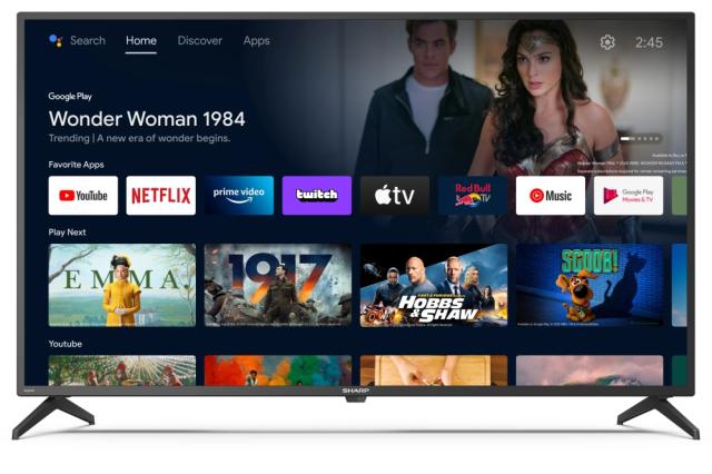 Телевизор Sharp 40FI2EA, 40" LED Android TV, Full HD 1920x1080, 1 000 000:1, DVB-T/T2/C/S/S2, Active Motion 400, Speaker 2x8W, Dolby Digital, DTS HD, Google Assistant, Chromecast Built-in, 3xHDMI, 3.5mm Headphone jack / line-out, CI+, USB, Wi-Fi, Blu